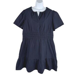 Quince Organic Cotton Tiered Mini Dress XL Navy‎ Blue Short Sleeve DR-1786